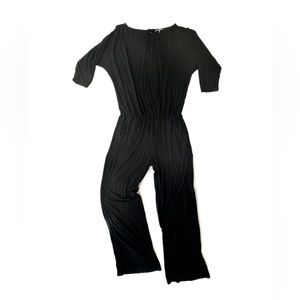Michael Stars 3/4 length sleeve Jumpsuit in black jersey medium